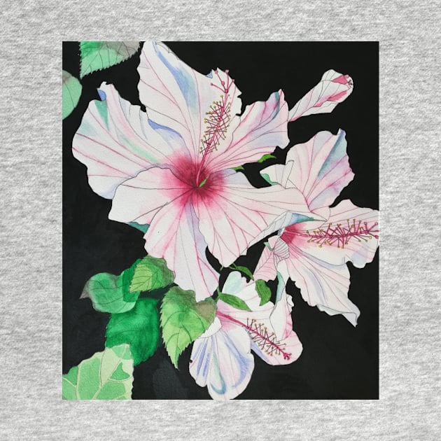 Pink hibiscus watercolour painting by esvb